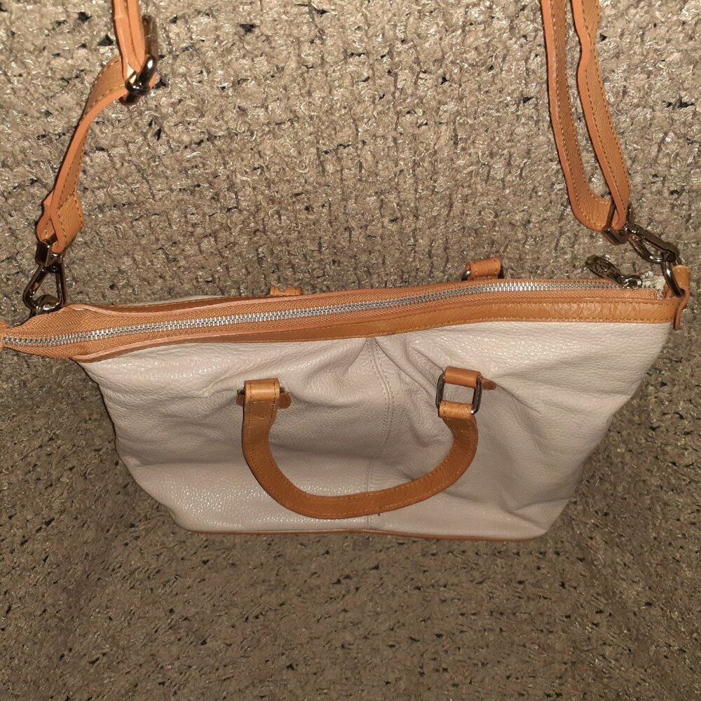 VALENTINA-Pinky Beige/Tan Pebbled Leather-Dual Handle/Crossbody/Shoulder-NWOT - Picture 5 of 11